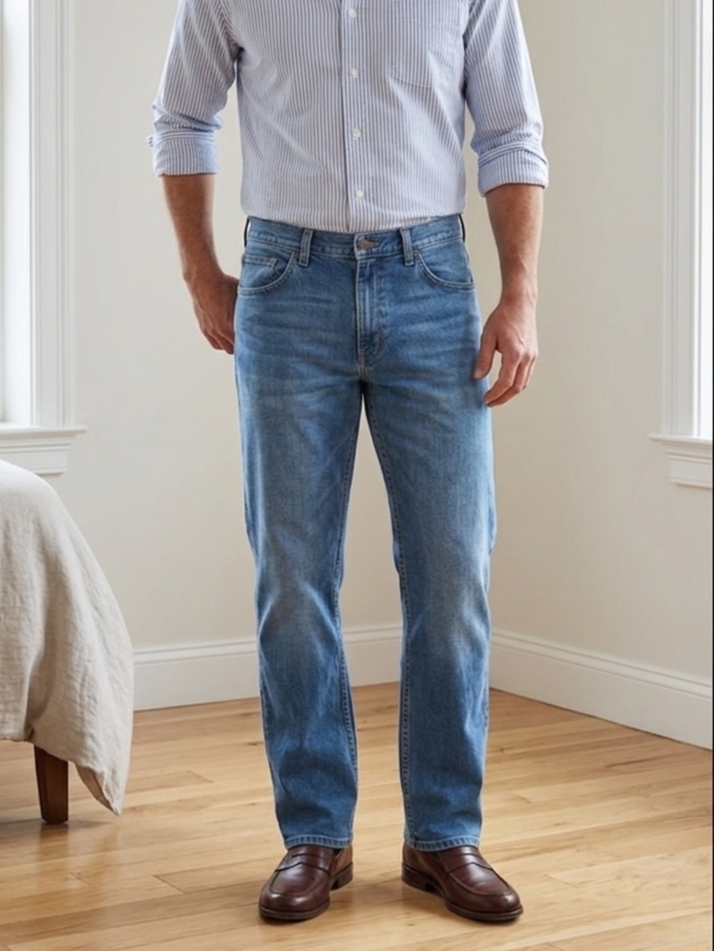 Wrangler Red Tab Men’s Relaxed Fit straight leg Denim Blue Jeans 34x32